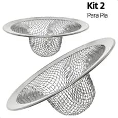 Kit 2 Ralos Para Pia Cozinha Banheiro 7cm a 5cm Aço Inox