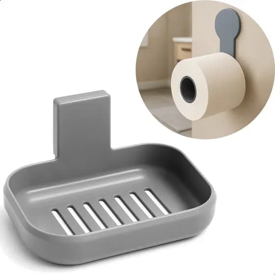 Saboneteira + Porta Papel Higiênico Adesivo Parede Sem Furo