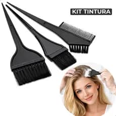 Kit Pente e Pincel para Tintura Cabelo Barba Pelos 3 Peças