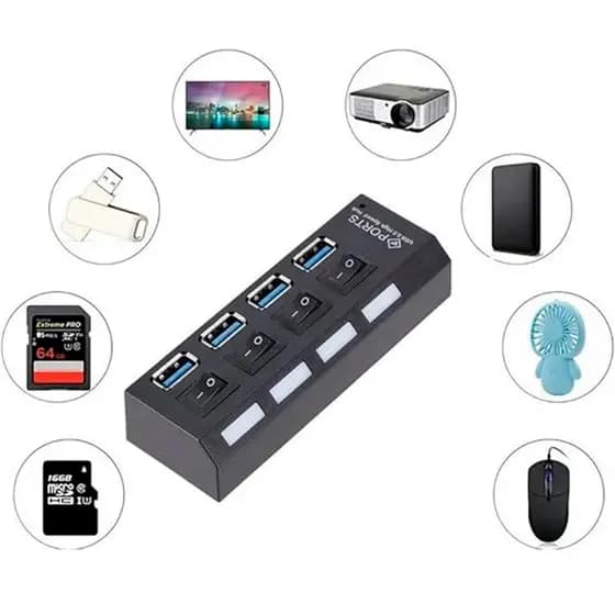 Hub Usb 3.0  Alta Velocidade Suporta 1TB 1.5Mbps - 5Gbps Windows 7 32Bits e 64Bits Novo Lançamento
