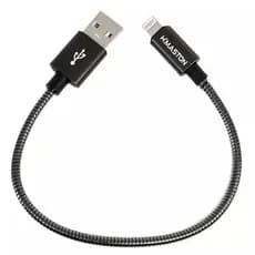 Cabo Carregador Para Iphone Ipad iPod Curto Metal Blindado 20cm H'Maston 4.8A Viagem Powerbank