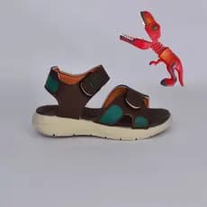 Sandália Kidy Fly Dinossauros Baby Marrom Verde + Brinquedo