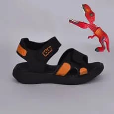 Sandália Kidy Fly Dinossauros Baby Preto Laranja + Brinquedo