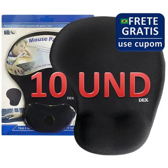10 Mouse Pad com Apoio Silicone em Gel Descanso de Punho Antiderrapante Emborrachado