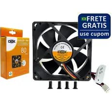 Cooler Fan 80mm x 80 mm x 25mm Ventoinha 8cm Para Pc Gabinete 3 Pinos Molex