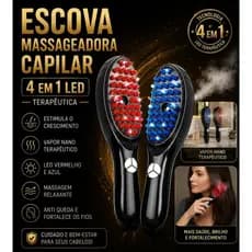 Escova Massageadora com Laser 4 em 1 – Tratamento Capilar e Antiqueda