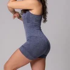 Macacão de Academia Fitness Canelado Poliamida Grossa Feminino Treino Elástica Roupa feminina