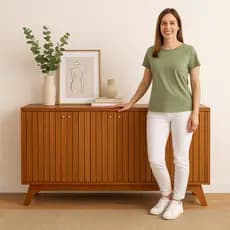 Aparador Buffet para Sala de Jantar Isa 100% MDF com 4 Portas Cimol Cinamomo