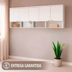 Guarda Roupa Armario Aéreo Multiuso 5 Portas Branco 100% MDF