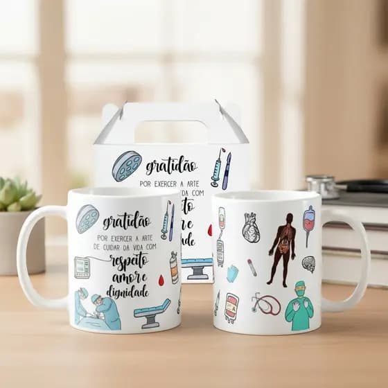 Caneca Personalizada Medicina Presente Para Profissionais da Saúde Médico Médica Xicara