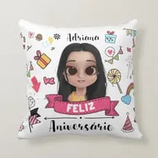 Almofada Aniversário Feminino Presente Personalizada Com Avatar