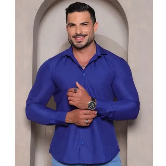 Camisa Social Acetianada Tecido Tecnológico Premium Masculina Envio Imediato