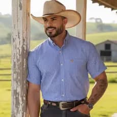 Camisa Country Micro Xadrez Lisa Listrada Quadriculada Listra Premium Manga Curta Lida de Boiadeiro