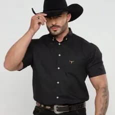Camisa Xadrez Cowboy Western Premium Confort Manga Curta Botao na Gola Americana Bordado Envio Imediato