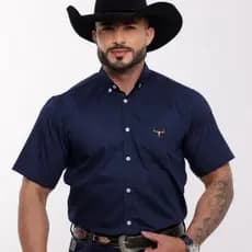 Camisa Country Bolso Micro Xadrez Manga Curta Luxo Premium Social Masculina Algodão Poliéster
