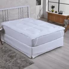 Pillow Top Protetor de Colchão Casal Padrão Cama Box Micropercal 400 Fios Toque Macio com Elástico