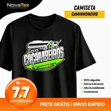 Camiseta Preta Caminhoneiro Caçambeiros Estampa Unissex Algodão