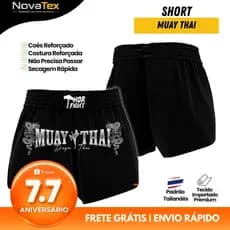 Short Muay Thai Dragon Thai Prata Unissex Básico Alta Qualidade para Treino e Luta