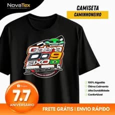 Camisa Caminhoneiro Galera do 9 Eixo Preta Masculina Algodão Estampa Truck Pesado