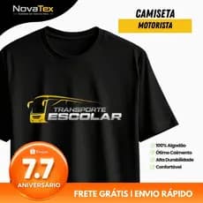 Camiseta Motorista Escolar Transporte Escolar Manga Curta para o Dia a Dia Unissex