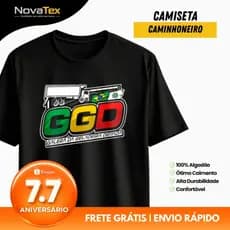 Camisa Caminhoneiro Galera da Geladeira Deitada Preta Masculina Algodão Estampa Truck