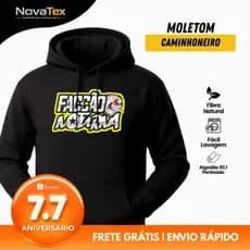 Moletom Facção Noturna Preto Caminhoneiro Masculino Blusa de Frio Estampa Caminhão