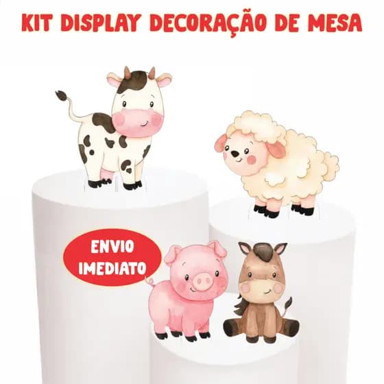 Display MDF de mesa - Fazendinha  4 pças 15 CM
