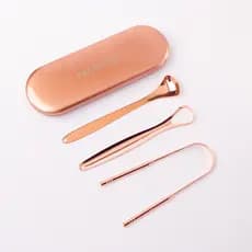 Kit Raspador Limpador de Língua de Cobre 100% Puro Com Estojo Higienizador Lingual Palaziun