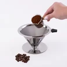 Filtro Coador Café 104 Aço Inox Reutilizavel Extra Grande Lavavel Com Base Suporte Passador Não Precisa de Papel