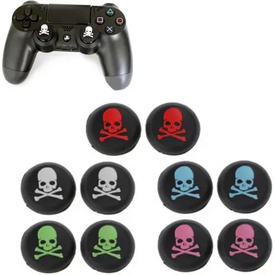 Par de Grip de Silicone para botão analógico de controles de vídeo games - Caveira