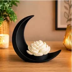 Vaso Decorativo Lua Crescente Branco Suculenta Vela Decoração Moderna para Sala, Quarto e Escritório