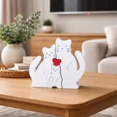 Enfeite Decorativo Família de Gatos Moderno Decoração Sala Quarto