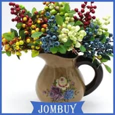 [Jombuy] Flores Artificiais De Plástico , Frutas , Mirtilo , Simulação De Seda , Decoração Para Casa , Festa , Buquês De