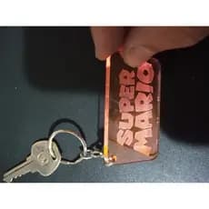 Chaveiro em acrílico fluorescente laranja Super Mario Bros