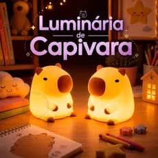 Luminária Capivara Luz Noturna LED Infantil para Dormir Baterias Pilha LR44 Fofa Amarela