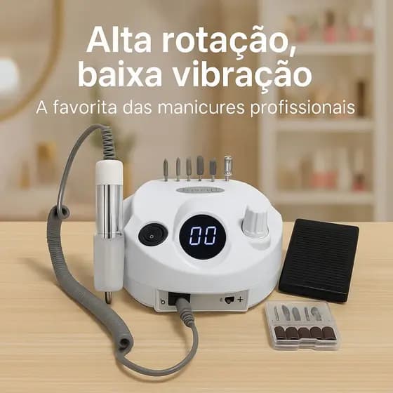 Motor de Lixa Profissional para Unhas DMJ-202D 50.000RPM Reversível com Brocas e Pedal