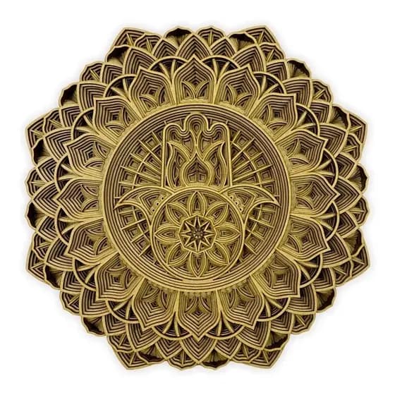 Quadro Mandala 3d Mão De Fátima Hamsá 50cm Com 9 Camadas