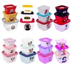 Kit com 3 Potes para Alimento Papinha 140 270 470 ml Encaixáveis Disney Mickey Minnie Plasútil