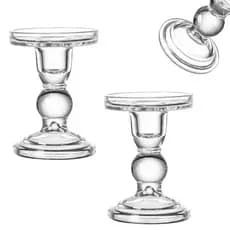 Kit 2 Castiçais Vidro Porta Vela Enfeite Suporte Decorativo Transparente