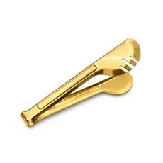 Talher Pegador De Salada  carnes macarrão Dourado Aço inoxidavel  24 cm