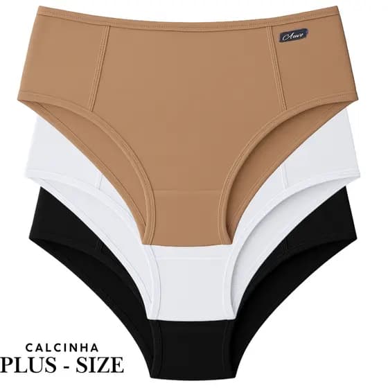 Calcinha Plus Size Cós Alto Em Tecido de Legging Fitness