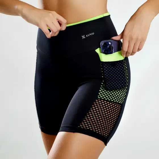 Short Fitness Academia Detalhado Com Tela e Bolso