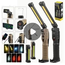 Lanterna Profissional de Trabaho Recarregavel Led Com Imã 90 Grau Articulado Luz Para Camping Pesca
