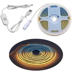 Fita Led COB Linear Super Brilhante USB 5V Flexível Com Interruptor Sensor De Toque Regulável