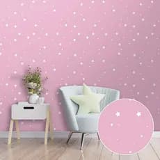 Papel De Parede Adesivo Quarto Bebê Menina Estrelas Rosa