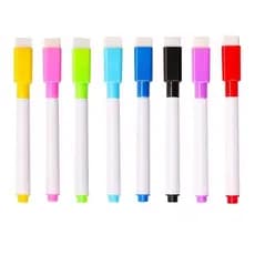 8 Canetas Para Quadro Branco Com Apagador e Imã
