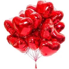 5 Balões de Coração 45cm - Vermelho Metalizado - Festa