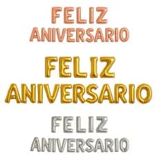 Kit Balão Metalizado Feliz Aniversário 16 Letras 40cm