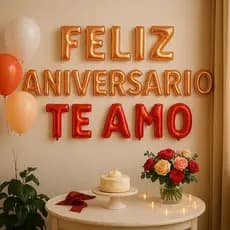 Balão Metalizado Te Amo + Feliz Aniversário - 40cm