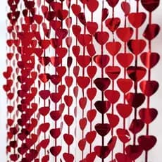 Cortina De Coração Papel Metalizado Vermelho